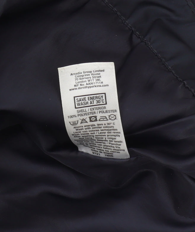 Dorothy Perkins Women's Blue Quilted Jacket Size 8