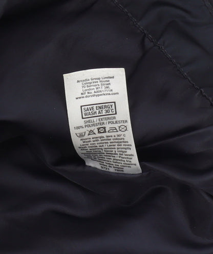 Brand and care label for Dorothy Perkins Women's Blue Quilted Jacket, size 8