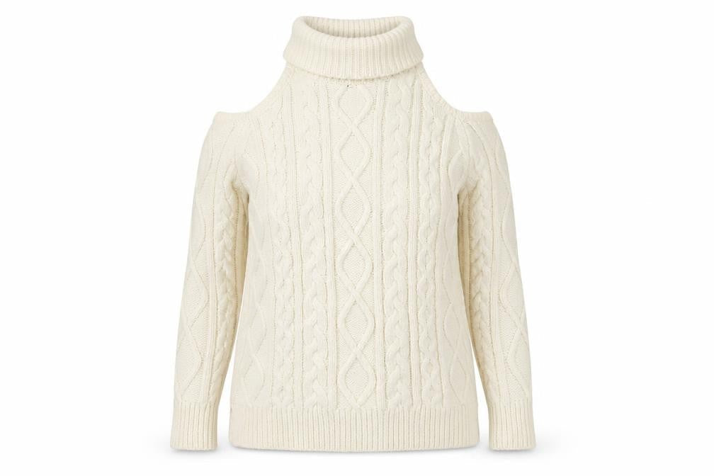 New Look Women's Ivory Roll Neck Cold Shoulder Jumper M