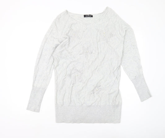 Kaleidoscope Women's Grey Boat Neck Pullover Jumper