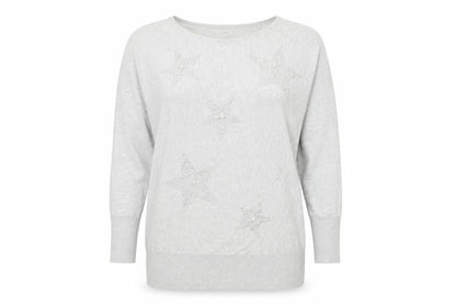 Front view of Kaleidoscope Women's Grey Boat Neck jumper