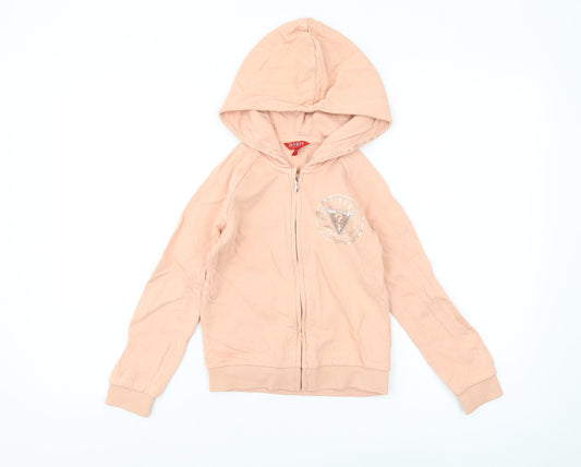 Guess Girls Beige Full Zip Hoodie, Size 6
