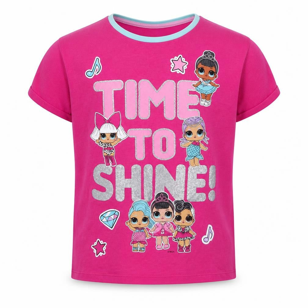 LOL Surprise Girls Pink Glitter Graphic T-Shirt 7-8 Years