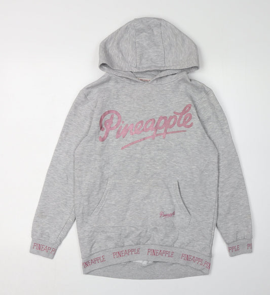 Pineapple Girls Grey Pullover Hoodie, Size 9-10 Years