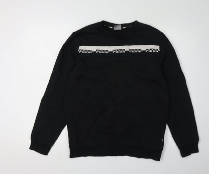 Additional front view of Puma Men's Black Sweatshirt Logo Graphic Pullover - M