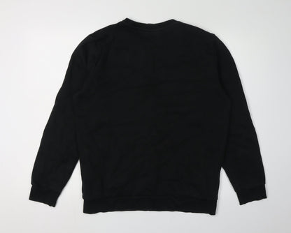 Back view of Puma Men's Black Sweatshirt Logo Graphic Pullover - M