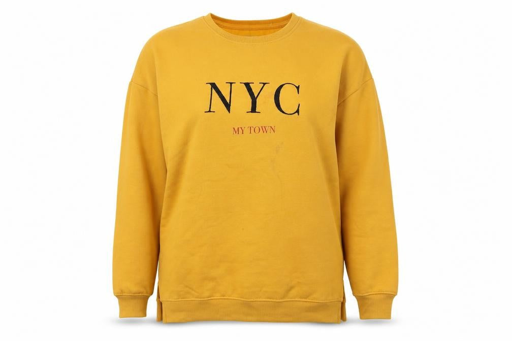 Pull&Bear Unisex Yellow Graphic Sweatshirt M