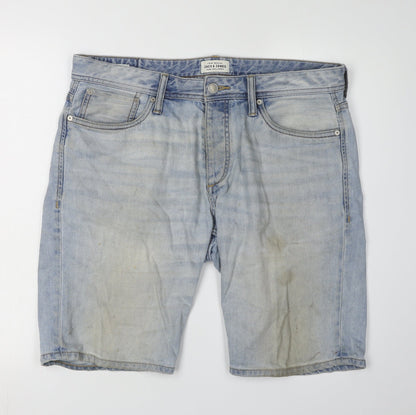 Jack & Jones Men's Blue Denim Shorts, Regular Fit, Size L