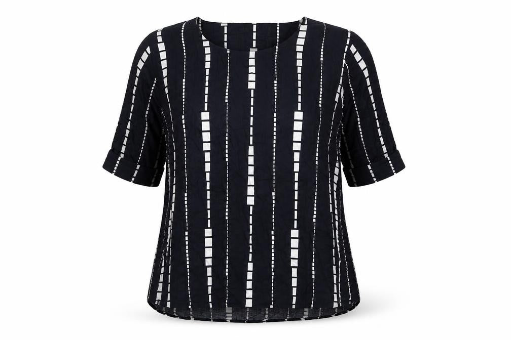 VIZA VIZ Women's Black Striped Blouse Size 10