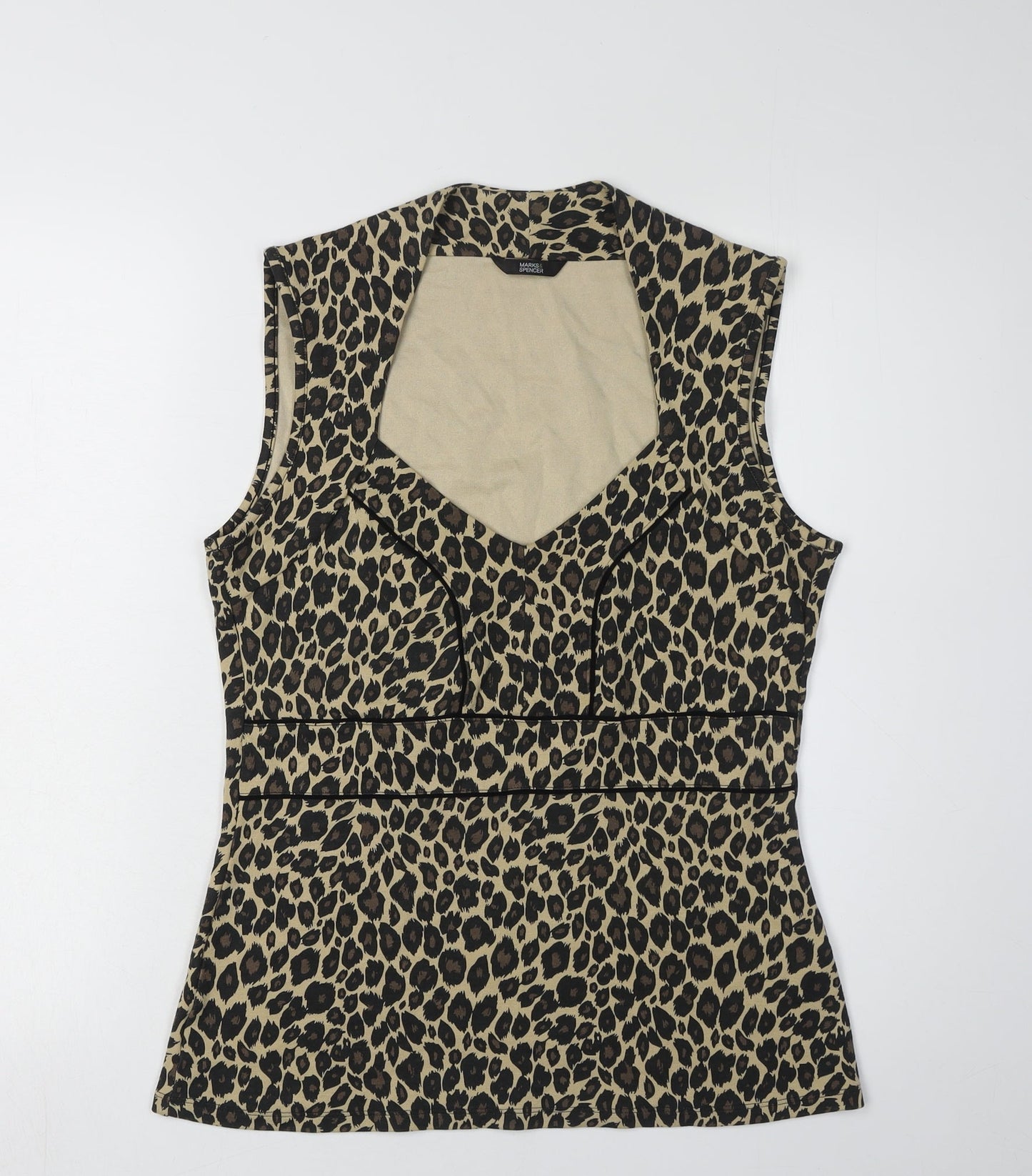 Marks & Spencer Women Beige Animal Print Tunic Blouse Size 14