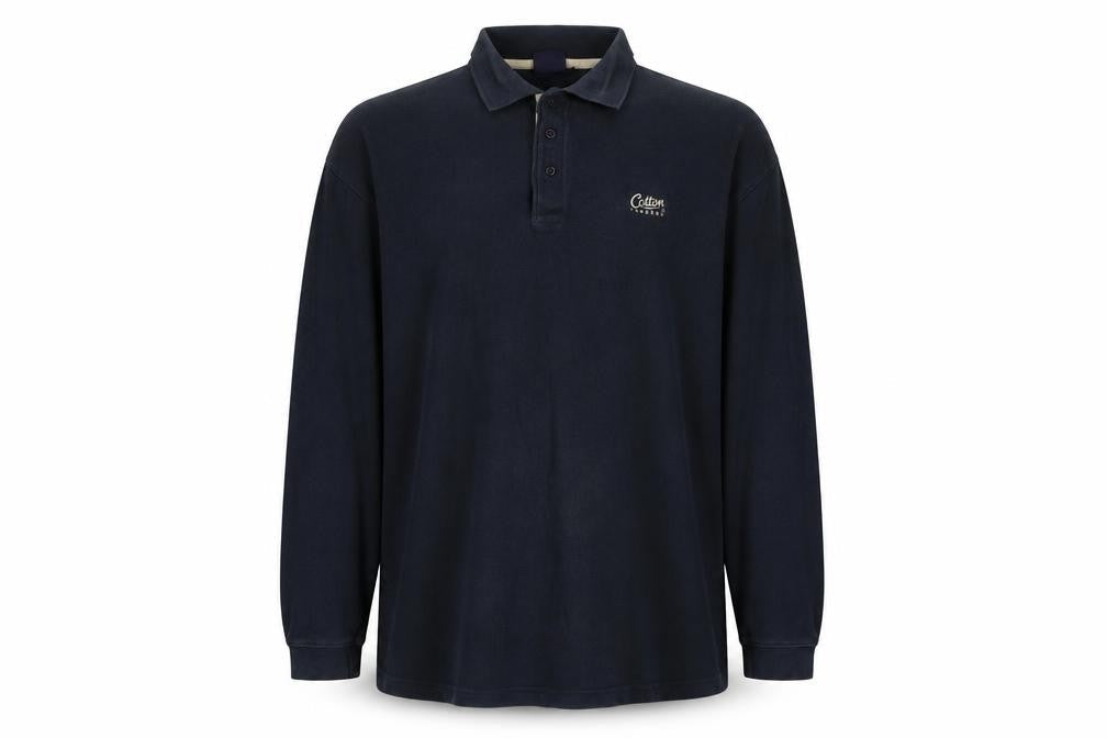 Cotton Traders Men's Black 2XL Long Sleeve Polo