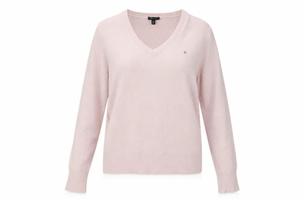 GANT Women's Pink Wool V-Neck Pullover Jumper Size S