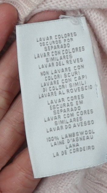 Brand and care label for GANT Women's Pink Wool V-Neck jumper, size S