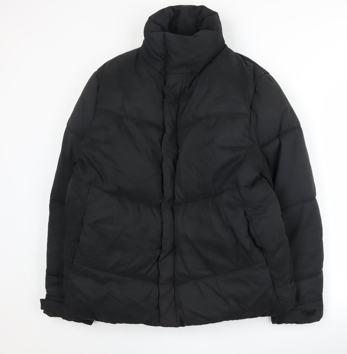 Additional front view of ASOS Women's Black Puffer Jacket S Regular Fit