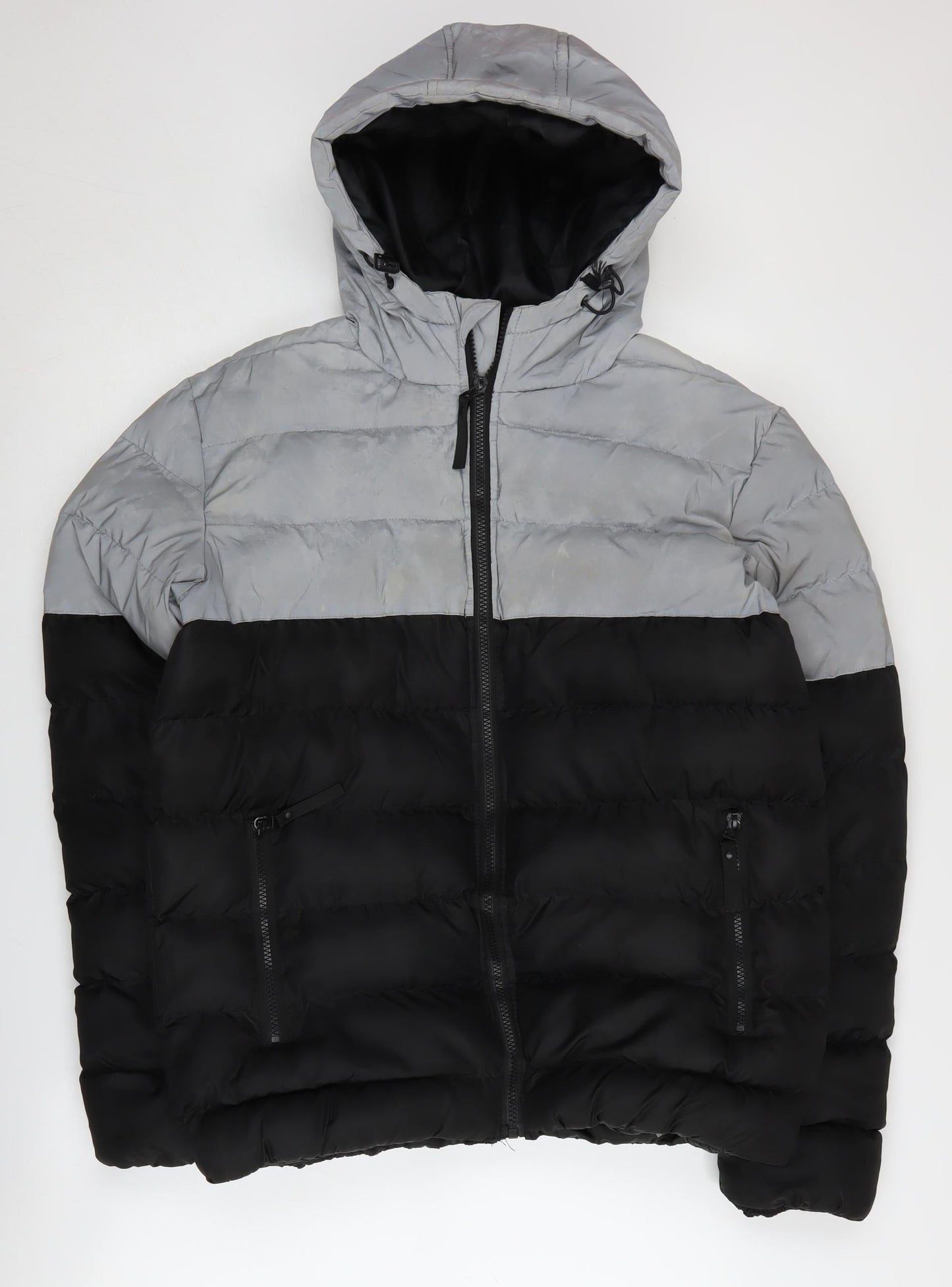 Soul Star Men's Grey Black Puffer Jacket S