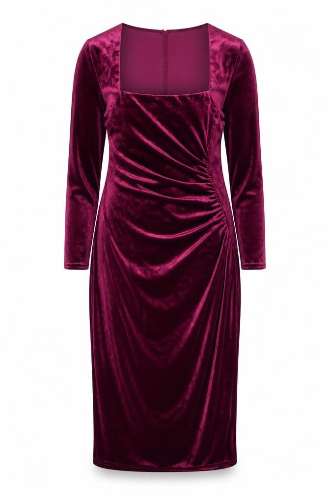 M&Co Women's Purple Velvet Bodycon Dress Size 14