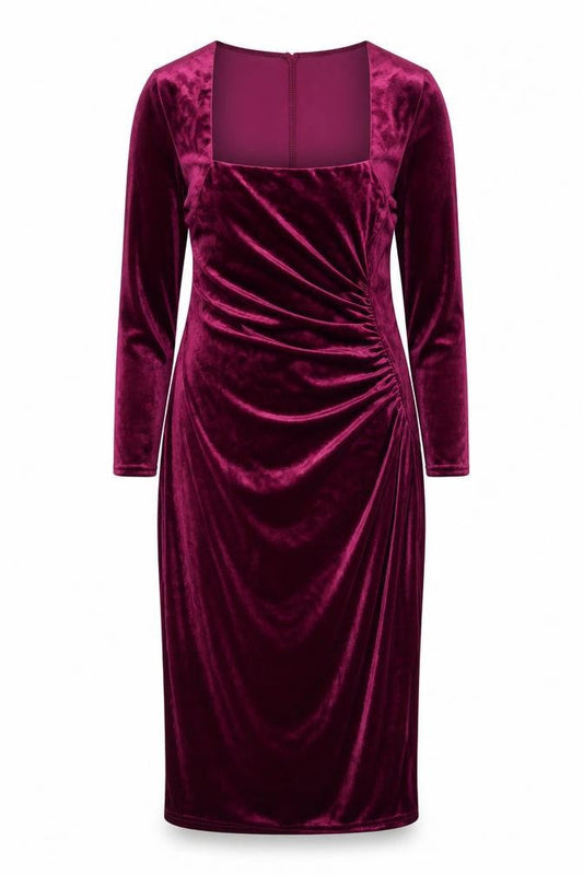 M&Co Women's Purple Velvet Bodycon Dress Size 14