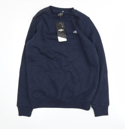 Additional front view of Umbro boys’ blue pullover sweatshirt 11-12 years - new with tags