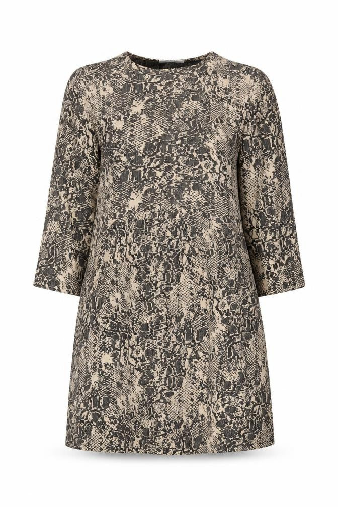 Zara Women's Beige Animal Print Shift Dress S