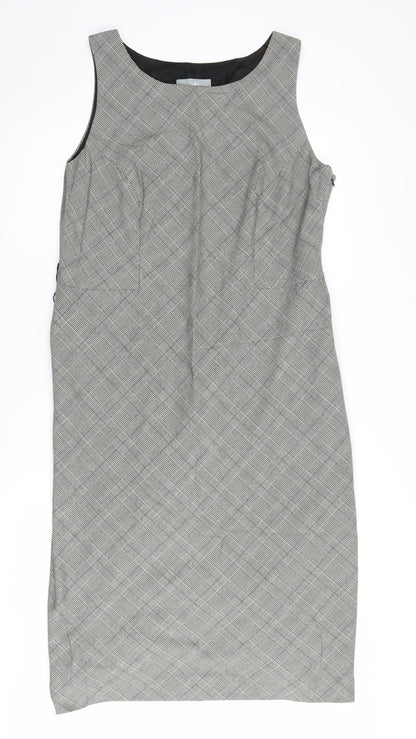 Additional front view of Wallis Grey Sheath Dress, size 16, Business Style