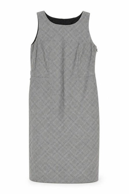 Front view of Wallis Grey Sheath Dress, size 16, Business Style