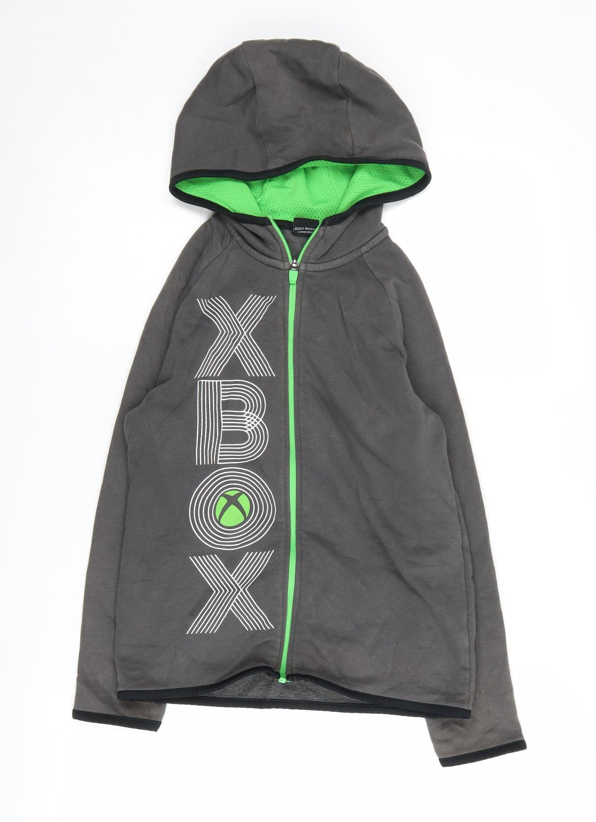 Additional front view of Xbox boys’ grey hoodie 10-11 years full zip gaming style