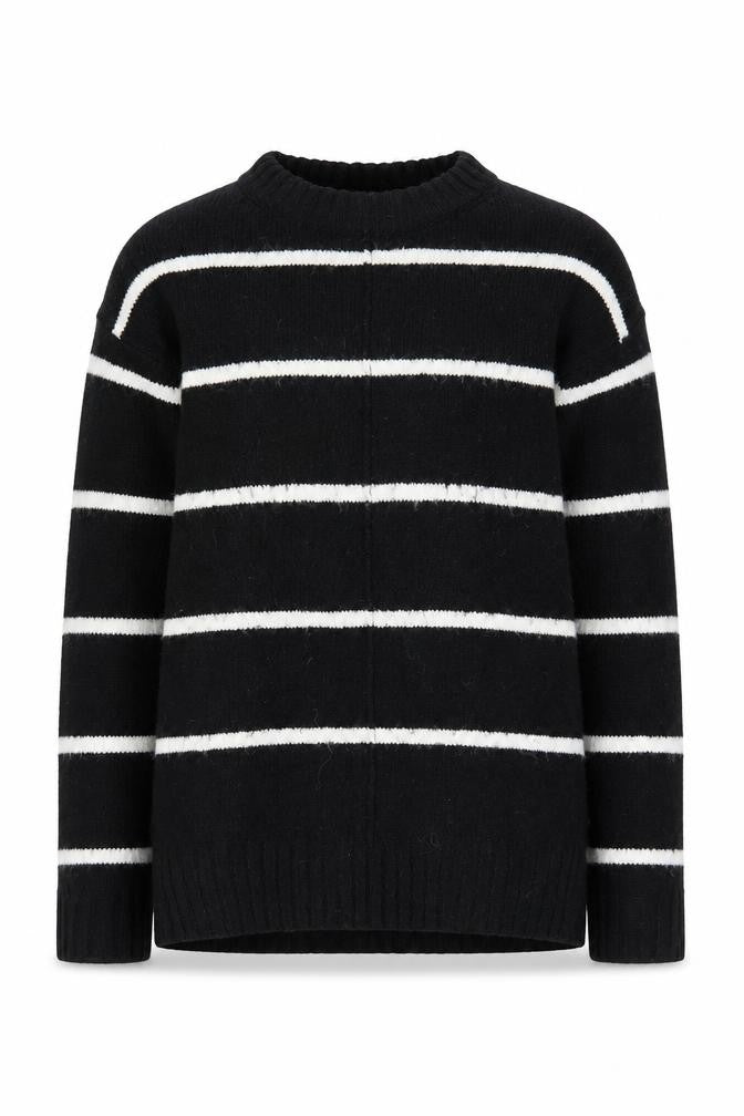 Marks & Spencer Women's Black Striped Pullover, Size S