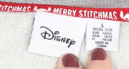 Preloved Disney Grey Pullover Sweatshirt, Size L, Christmas Theme - Label
