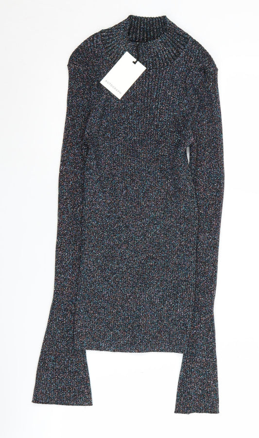 Marks and Spencer Women’s Multicoloured High Neck Jumper Size 8