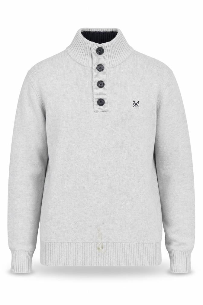 Crew Clothing Co. Men's Grey Henley Jumper, M