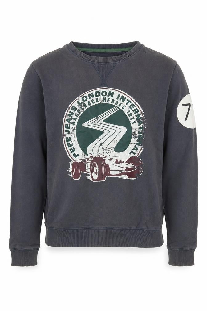Pepe Jeans Men's Black S Pullover Sweatshirt Racing Print