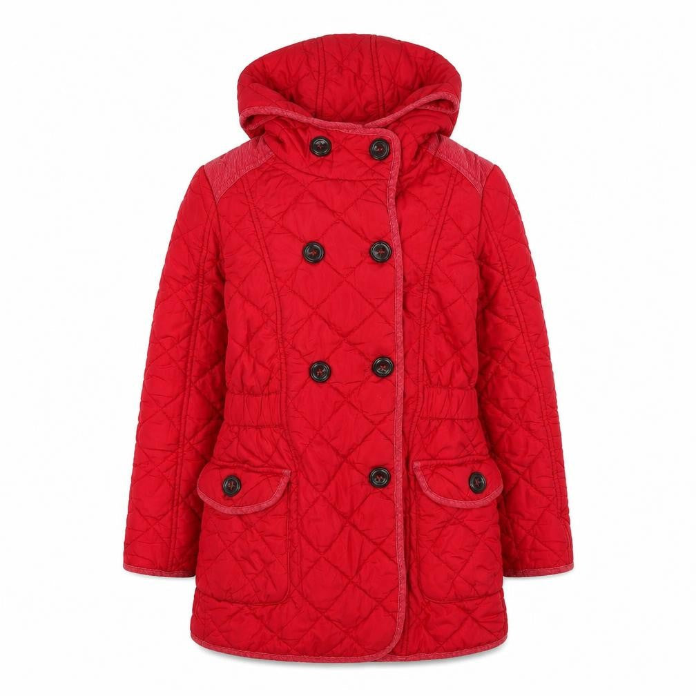 Next Girls Red Quilted Coat 9-10 Yrs Hooded Lined