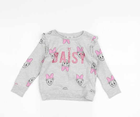 George Girls Grey Daisy Duck T-Shirt, 2-3 Years