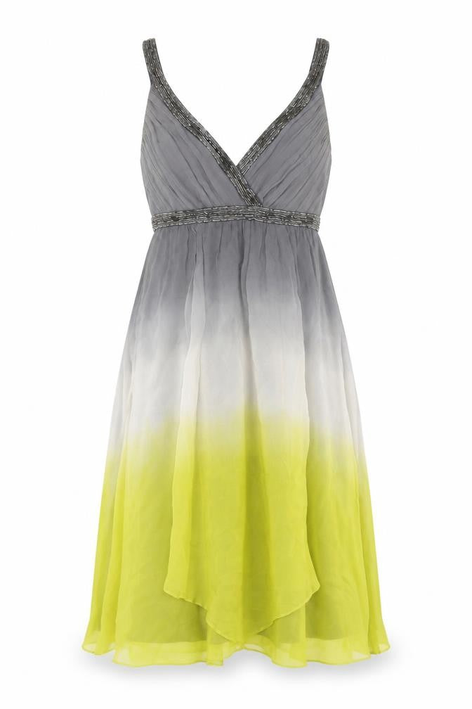 Monsoon Women's Grey Silk A-Line Dress Size 8
