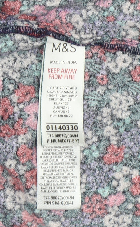Marks and Spencer Girls Floral Fit & Flare Dress - Multicoloured 7-8Y
