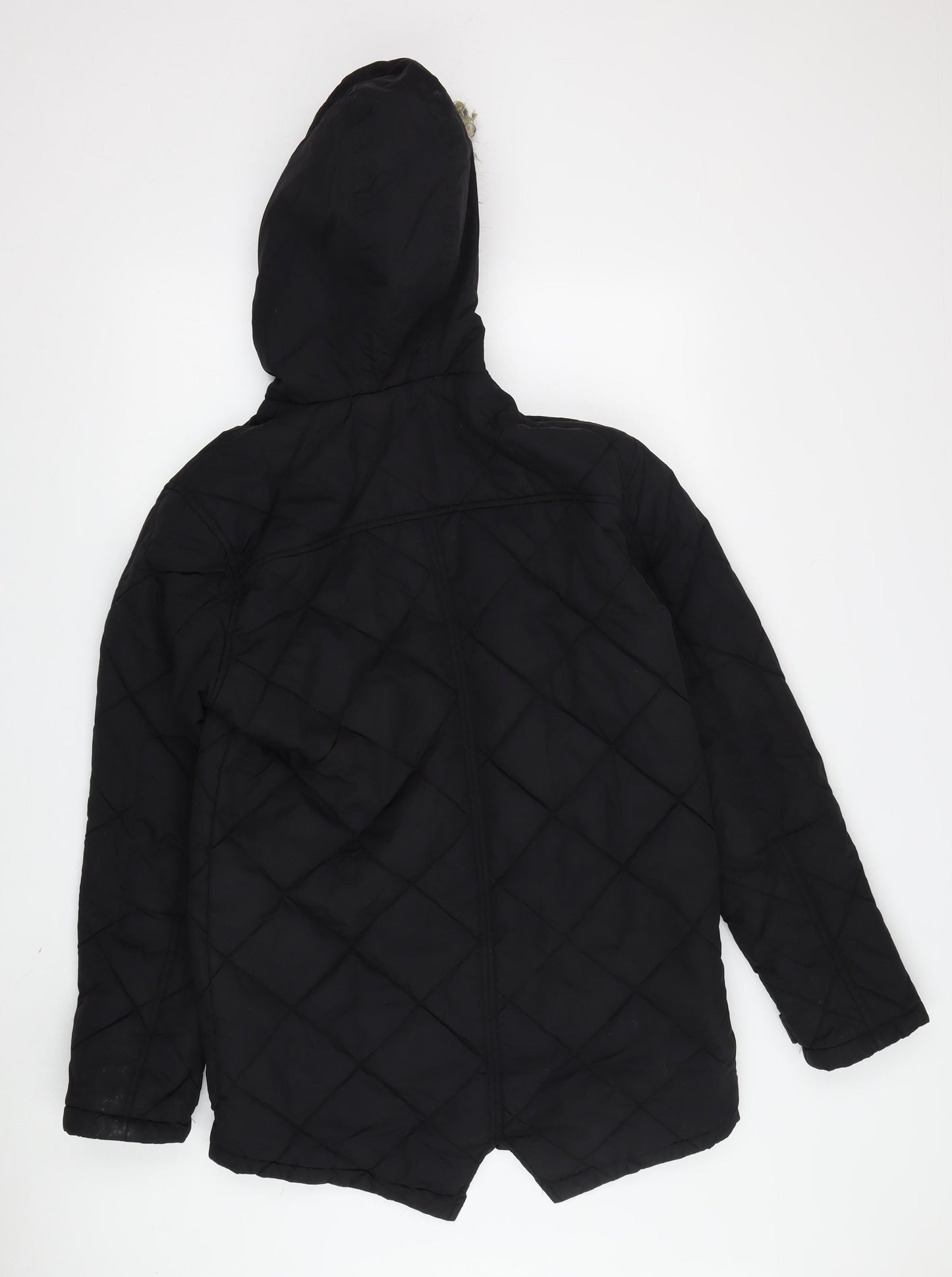 Brave Soul Men's Black Quilted Jacket S - Hooded Outdoor
