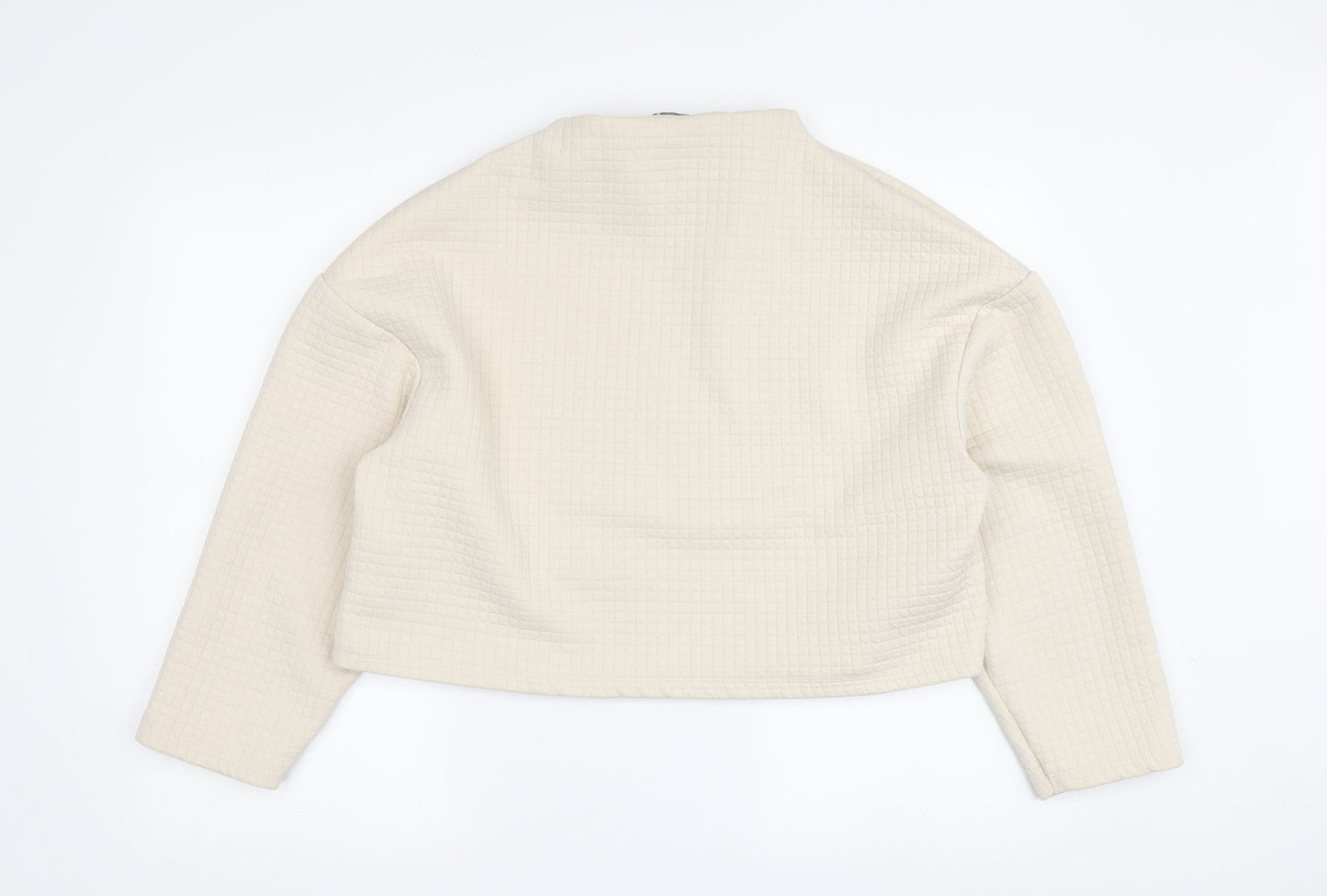 Zara Women's Beige Blouse M Long Sleeve High Neck