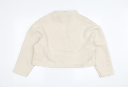 Zara Women's Beige Blouse M Long Sleeve High Neck