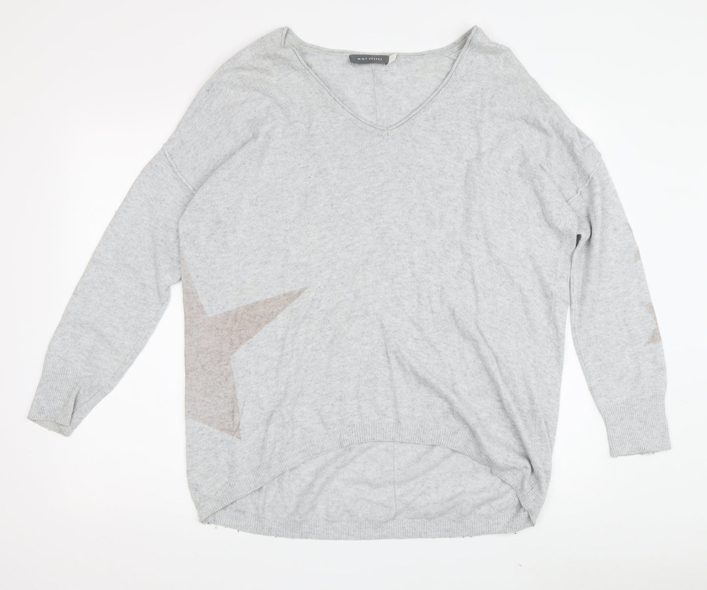 Mint Velvet Women's Grey V-Neck Pullover Jumper Size 10