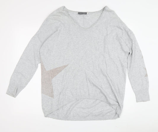 Mint Velvet Women's Grey V-Neck Pullover Jumper Size 10