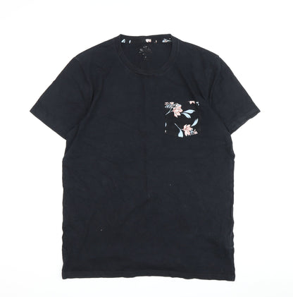 Relevant Womens Black Floral Pocket T-Shirt L