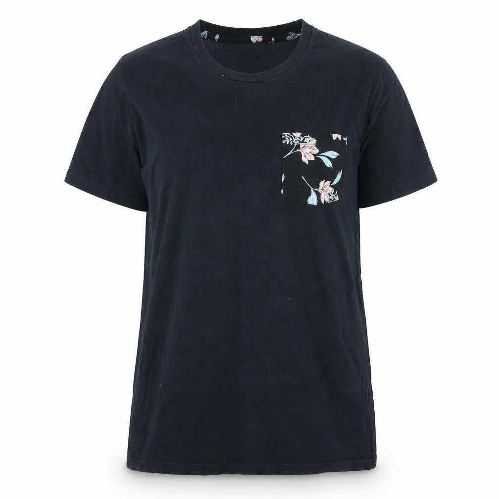 Relevant Unisex Black Floral Pocket T-Shirt L