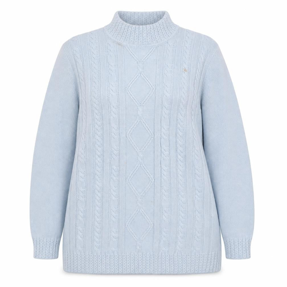 Daxon Women's Blue Cable-Knit Pullover Jumper Size 18