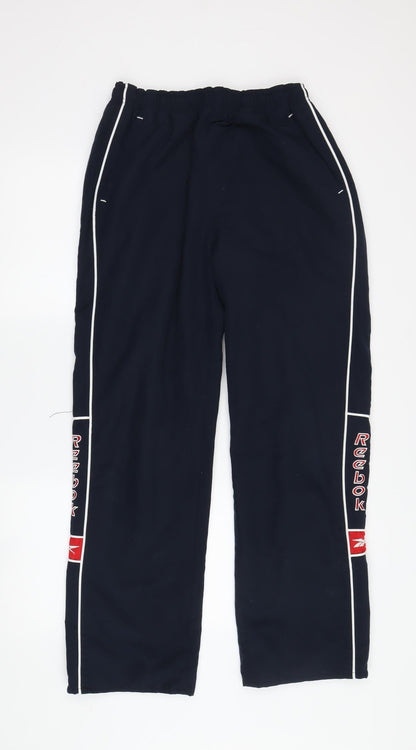 Additional front view of Reebok boys’ black track pants jxl elastic waist sports