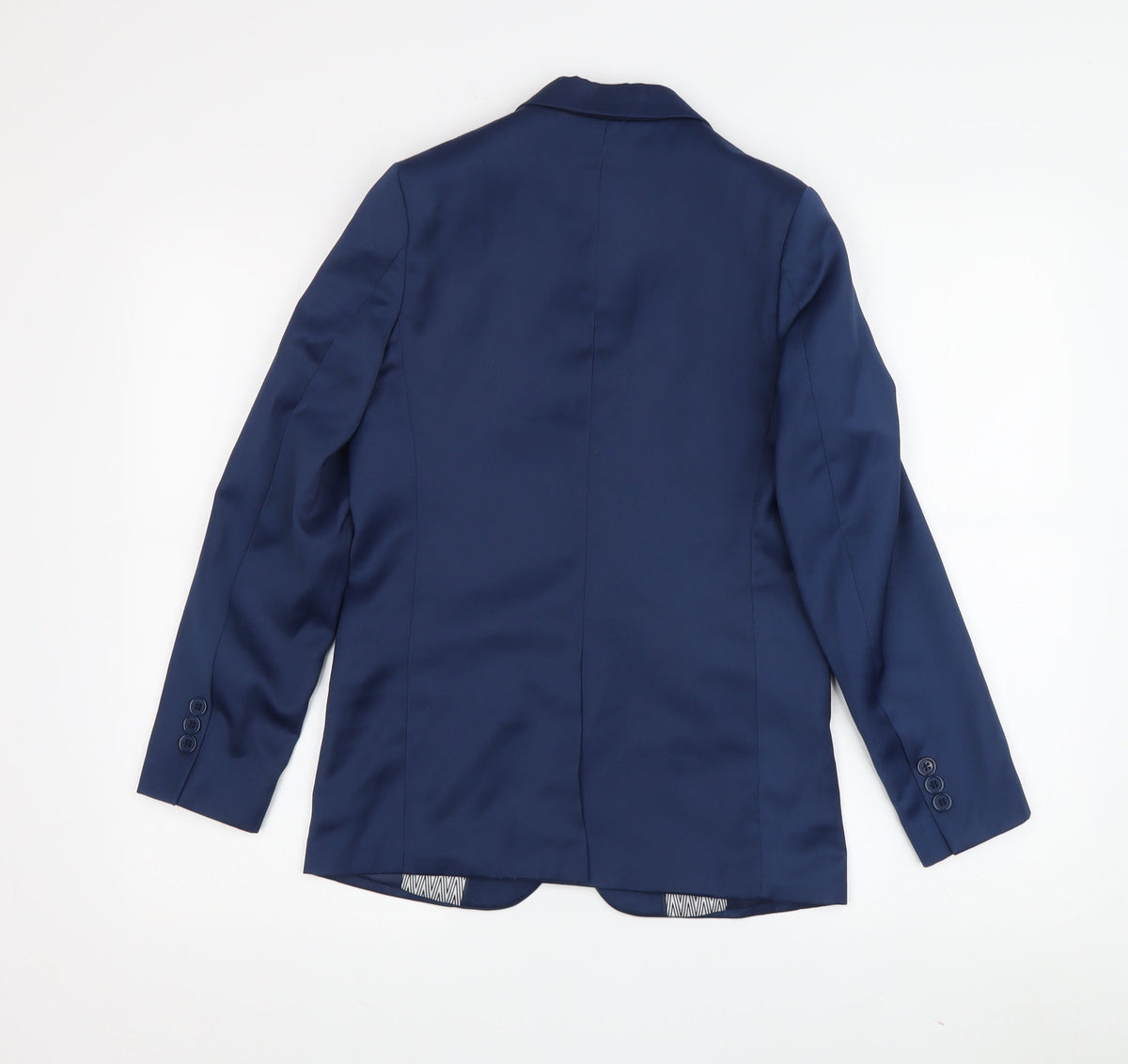 Back view of Roco boys’ blue suit jacket, size 146, formal occasion