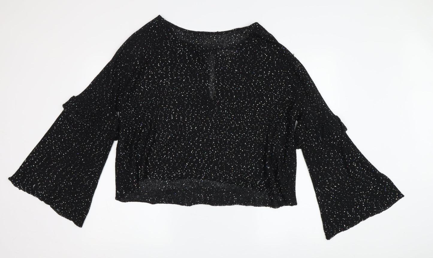 Zara Women's Black Cropped Party Blouse in Size M