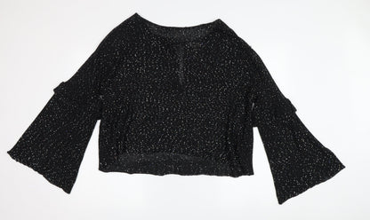 Zara Women's Black Cropped Party Blouse in Size M