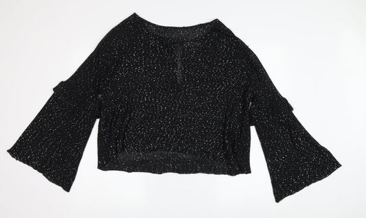 Zara Women's Black Cropped Party Blouse in Size M