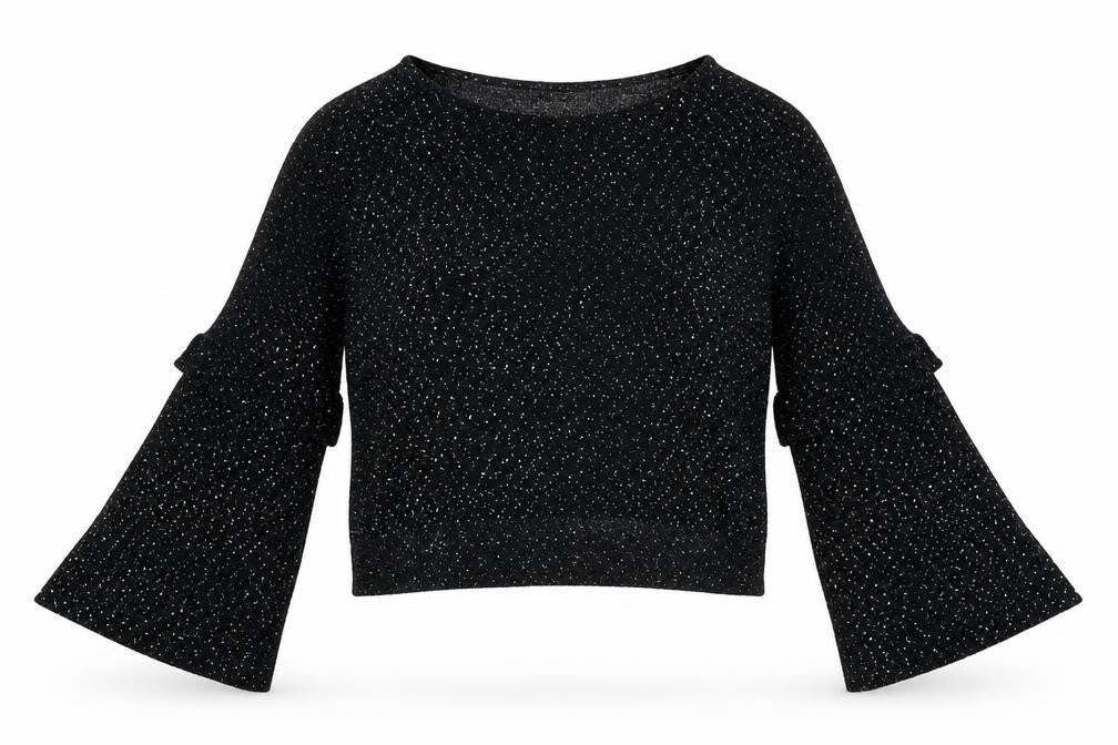 Zara Women's Black Cropped Party Blouse in Size M