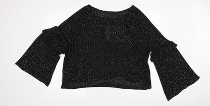 Zara Women's Black Cropped Party Blouse in Size M